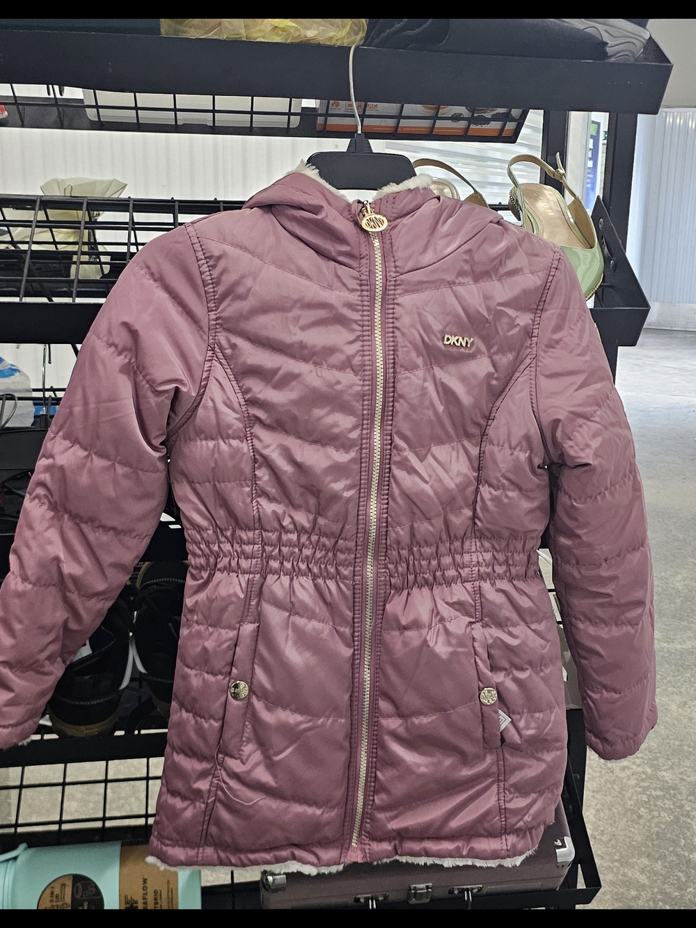 DKNY Girls' Mauve Hooded Puffer Jacket
